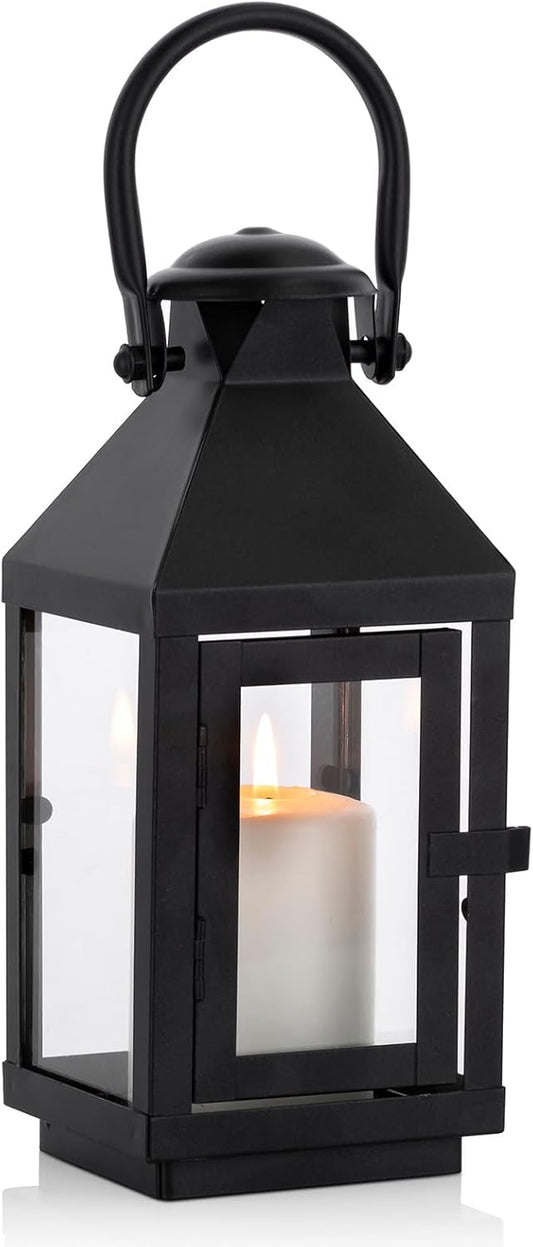 Nuptio Garden Lanterns for Pillar Candles Tall Vintage Style Metal Candle Holder Halloween Hanging Decorative Lantern for Wedding Christmas Parties Indoor Outdoor 8.7in