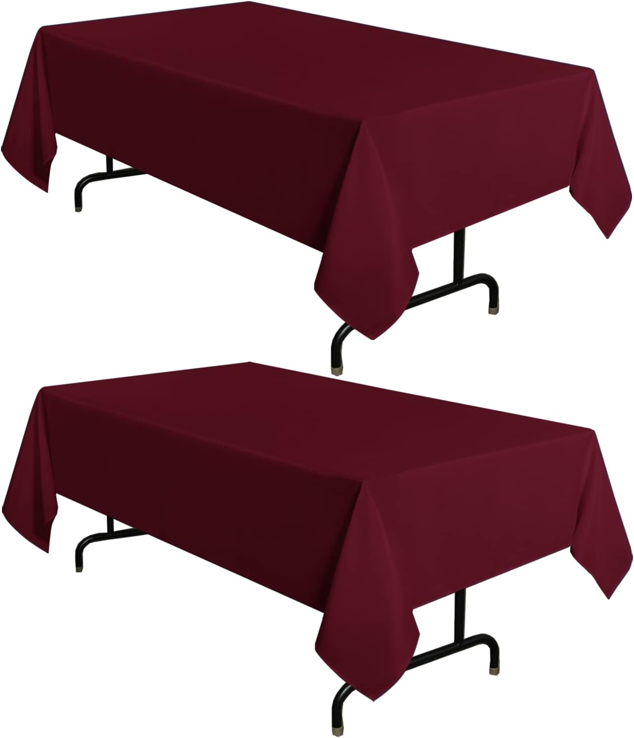 sancua 2 Pack Burgundy Tablecloth 60 x 102 Inch, Rectangle 6 Feet Table Cloth - Stain and Wrinkle Resistant Washable Polyester Table Cover for Dining Tables, Buffet Parties and Camping