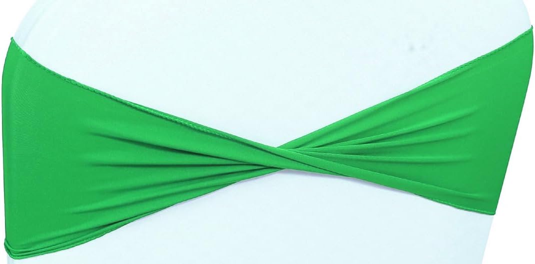 MDS Pack of 10 Spandex Chair Sashes Bows Elastic Stretch Dining Chair Bands Ties Without Slider Buckle Universal fits for Wedding Baby Shower Birthday Party Banquet Event Decoration - Light Green