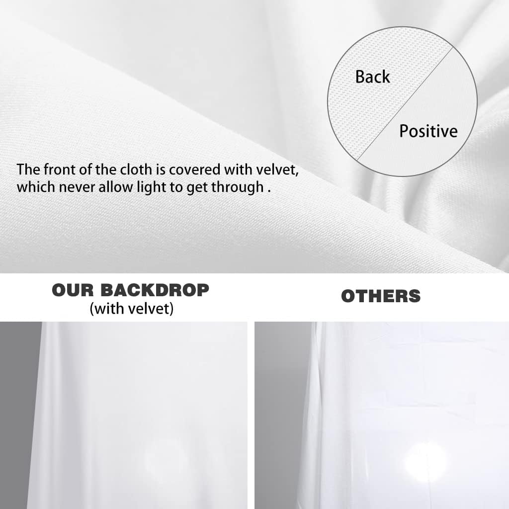 10x12ft White Backdrop for Photography, Polyester White Screen with 4 Clamps for Multiple Occasions