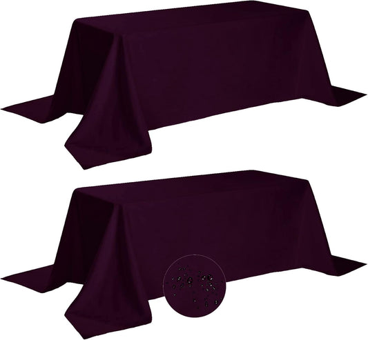 Fokitut 2 Pack Waterproof Rectangle Tablecloth, 90x132 Inch,Stain Resistant and Wrinkle Polyester Table Cloth, Fabric Table Cover for Kitchen Dining, Wedding, Party, Holiday Dinner-Eggplant
