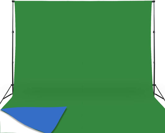 ISSUNTEX 6X9 ft Background Muslin Backdrop, Photo Studio, Collapsible High Density Screen for Video Photography and Television-Blue/Green