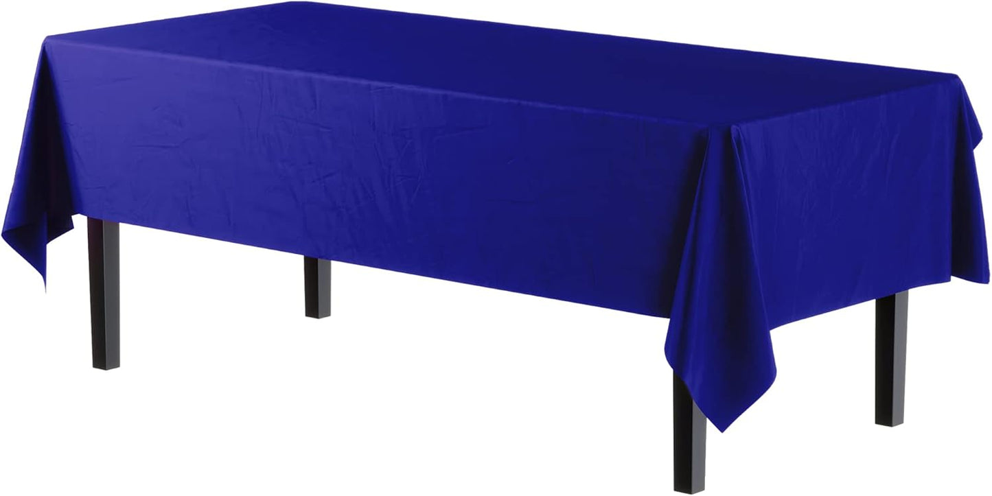 Party Solids 12-Pack Premium Plastic 54in. x 108in. Rectangle Table Cover - Navy Blue