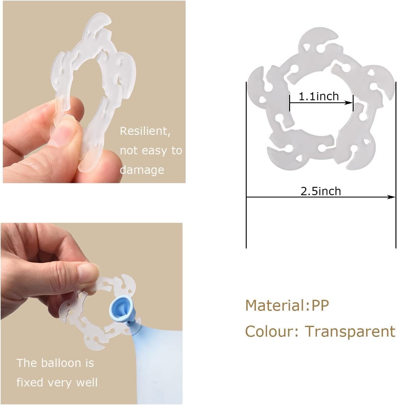 200PCS Balloon Arch Clips, Reusable Balloon Clips for Balloon Arch, Plastic Balloon Supplies for Stand, Balloon Garland Clips for Party Wedding Baby Shower Decorations