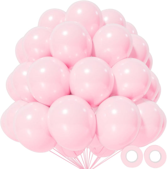 KAWKALSH Light Pink Balloon 12 Inch, 110pcs Latex Party Balloons Helium Bright Color for Birthday Baby Shower Wedding Party Supplies Arch Garland Decoration