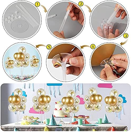 10 Sets Balloon Stand Kit, Reusable Clear Balloon Stands for Table, Balloon Centerpieces for Tables Suitable for Birthday Decorations Party Wedding Graduation Decorations