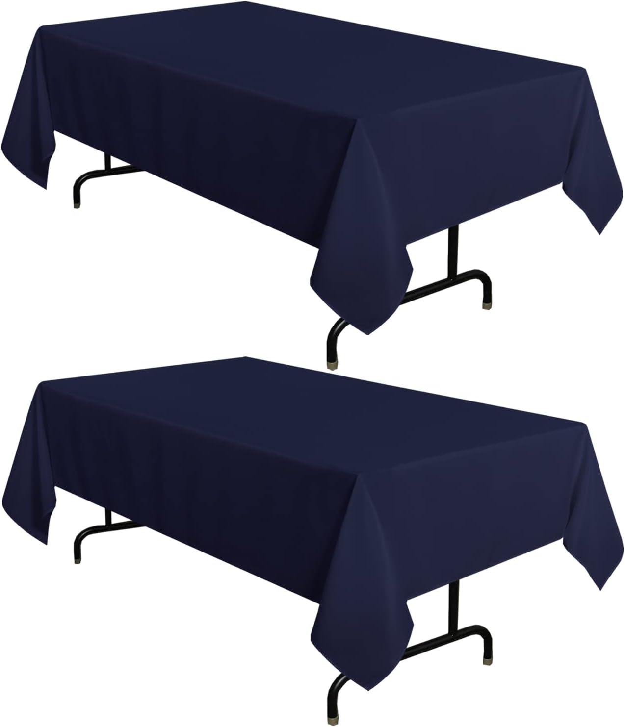 sancua 2 Pack Navy Tablecloth 60 x 84 Inch, Rectangle 4 Feet Table Cloth - Stain and Wrinkle Resistant Washable Polyester Table Cover for Dining Tables, Buffet Parties and Camping