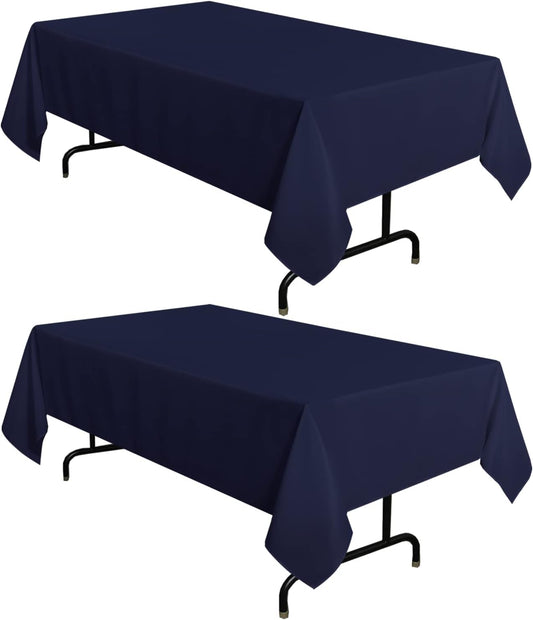 sancua 2 Pack Navy Tablecloth 60 x 84 Inch, Rectangle 4 Feet Table Cloth - Stain and Wrinkle Resistant Washable Polyester Table Cover for Dining Tables, Buffet Parties and Camping