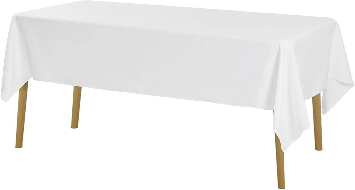 Rectangle Tablecloth 60x102 inch Washable Polyester Fabric Table Cloth for Wedding Party Dining Banquet Decoration（6 Pack 60x102, White）