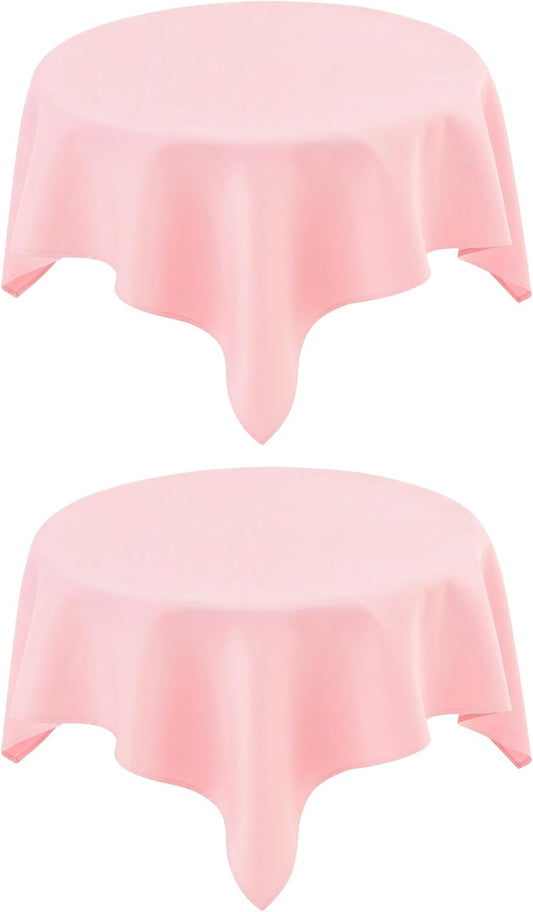 2 Pack Small Square Table Cloth 36X36 Inch Pink Tablecloth Washable Polyester Solid Tables Cover for Night Stand End Table Side Tables Outdoor Indoor