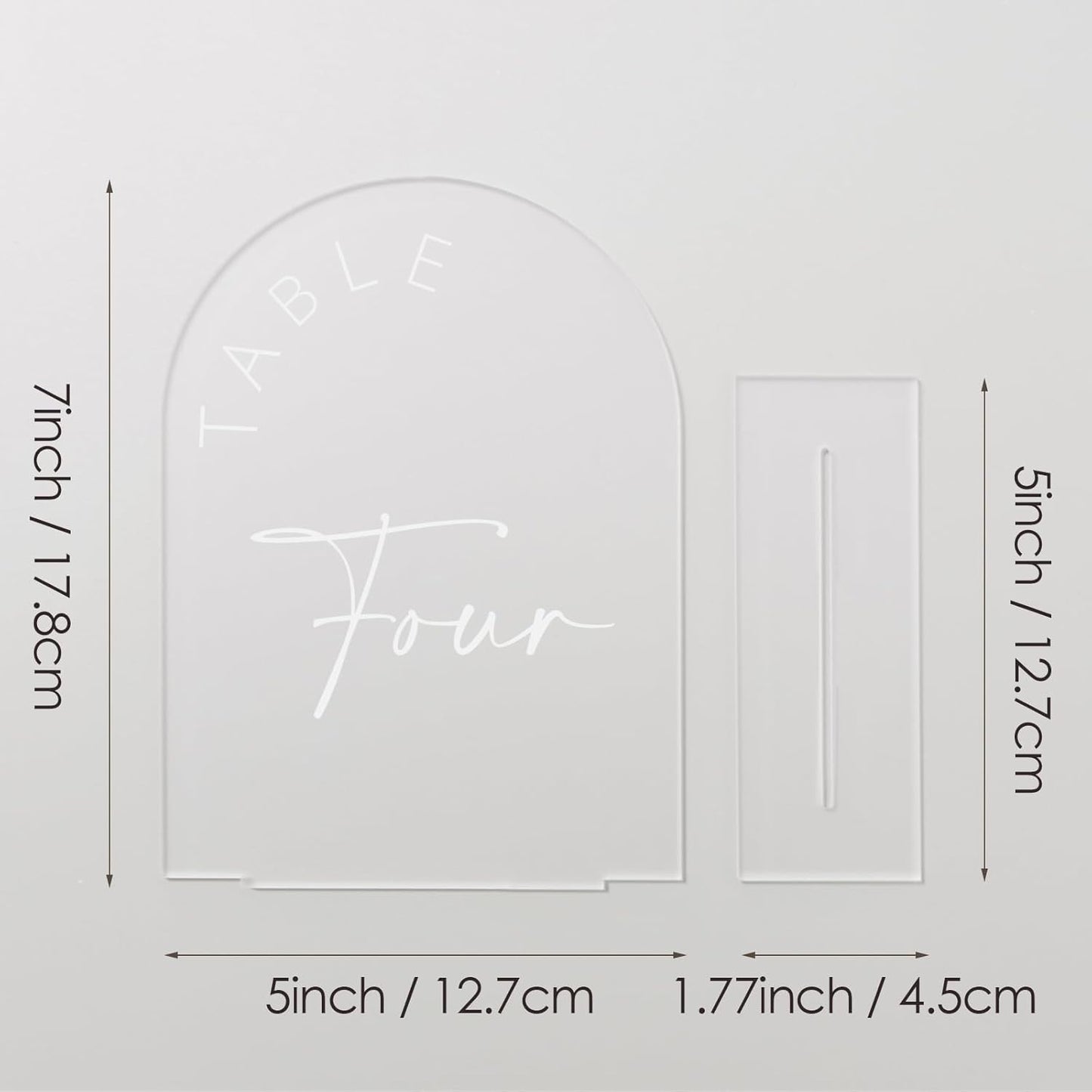 JINMURY Frosted Arch Wedding Table Numbers 1-15 with Stands, 5x7 Inch Frosted Arch Acrylic Sign with White Letters, Arched Acrylic Table Numbers for Wedding Reception