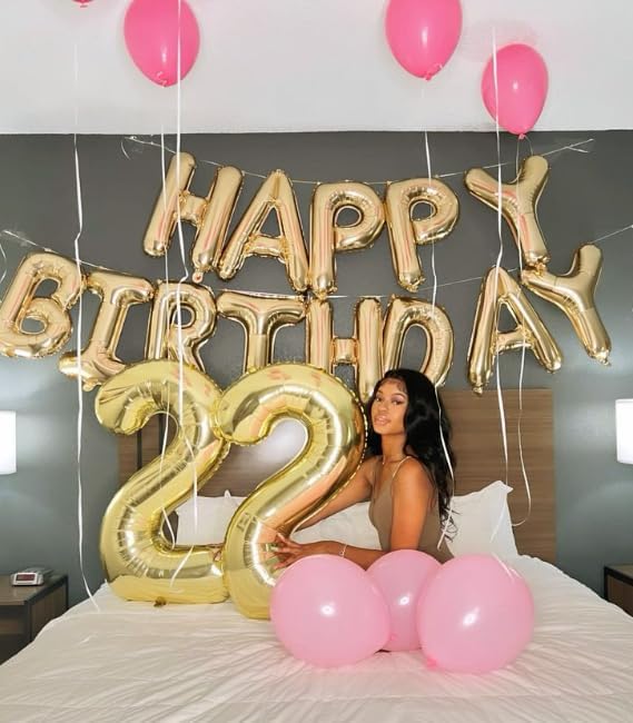 Big 40 Inch Champagne Gold 2 Number Balloon Birthday Decoration, 2026 Light Gold Number 2 Helium Balloons 12 20 22 23 24 26 28 32 42 Celebration, Boy Girl Baby Anniversary Party Graduations Supplies