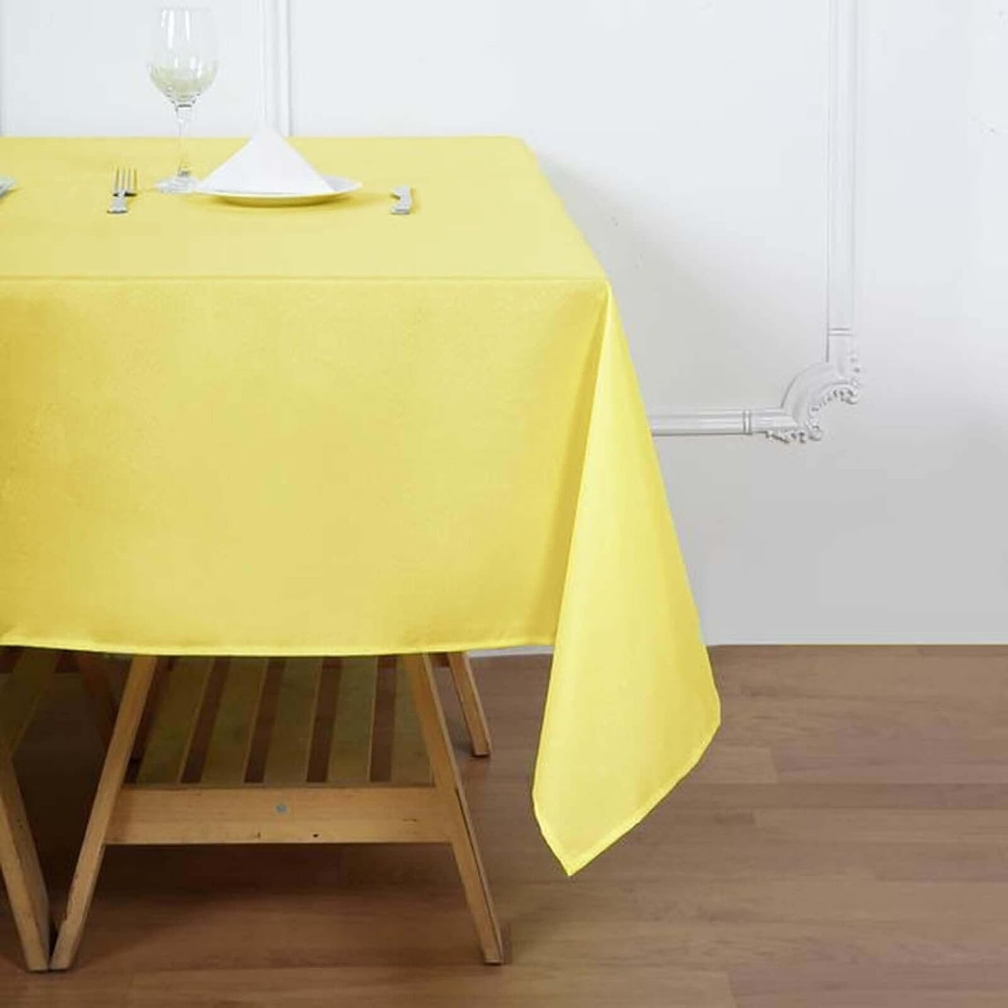 Efavormart 70" Yellow Square Polyester Tablecloth for Dining Table, Wedding, Party, Event, Banquet, Restaurant Decoration