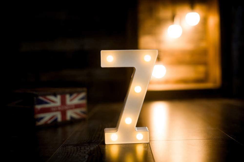 Foaky Decorative Led Marquee Light Up Number, Marquee Light Up Number Sign for Night Light Wedding Birthday Party Christmas Home Bar Decoration Number(7)