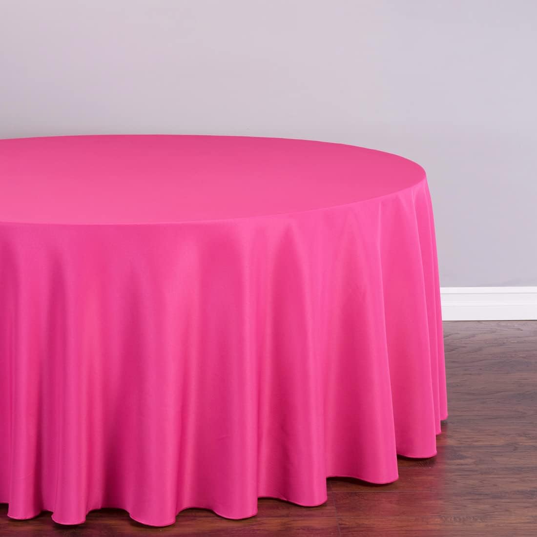 LTC LINENS 10 Pack 120 Inch Round Tablecloth Fuchsia for 60 Inch Round Table - Bulk Round Table Cover - Washable, Wrinkle Resistant Polyester Fabric Cloth for Wedding, Party