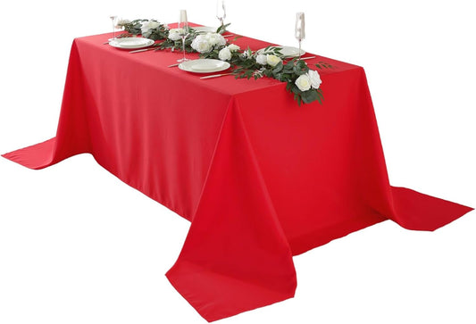 Craft And Party Red Rectangle Tablecloth, 90 x 156 Inch, Polyester Fabric Washable for Home, Party, Wedding or Restaurant Use