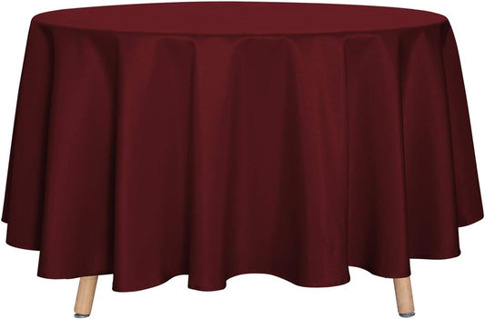sancua Round Tablecloth - 90 Inch - Water Resistant Spill Proof Washable Polyester Table Cloth Decorative Fabric Table Cover for Dining Tables, Buffet Parties and Camping, Burgundy