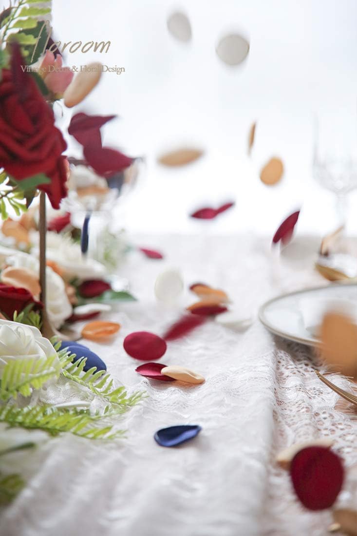Floroom 500pcs Rose Petals Burgundy Navy Faux Silk Flower Petals for Wedding Flower Girl Basket Aisle Runner Scatter Dinner Table Centerpieces Party Confetti Bridal Shower Romantic Night Decoration