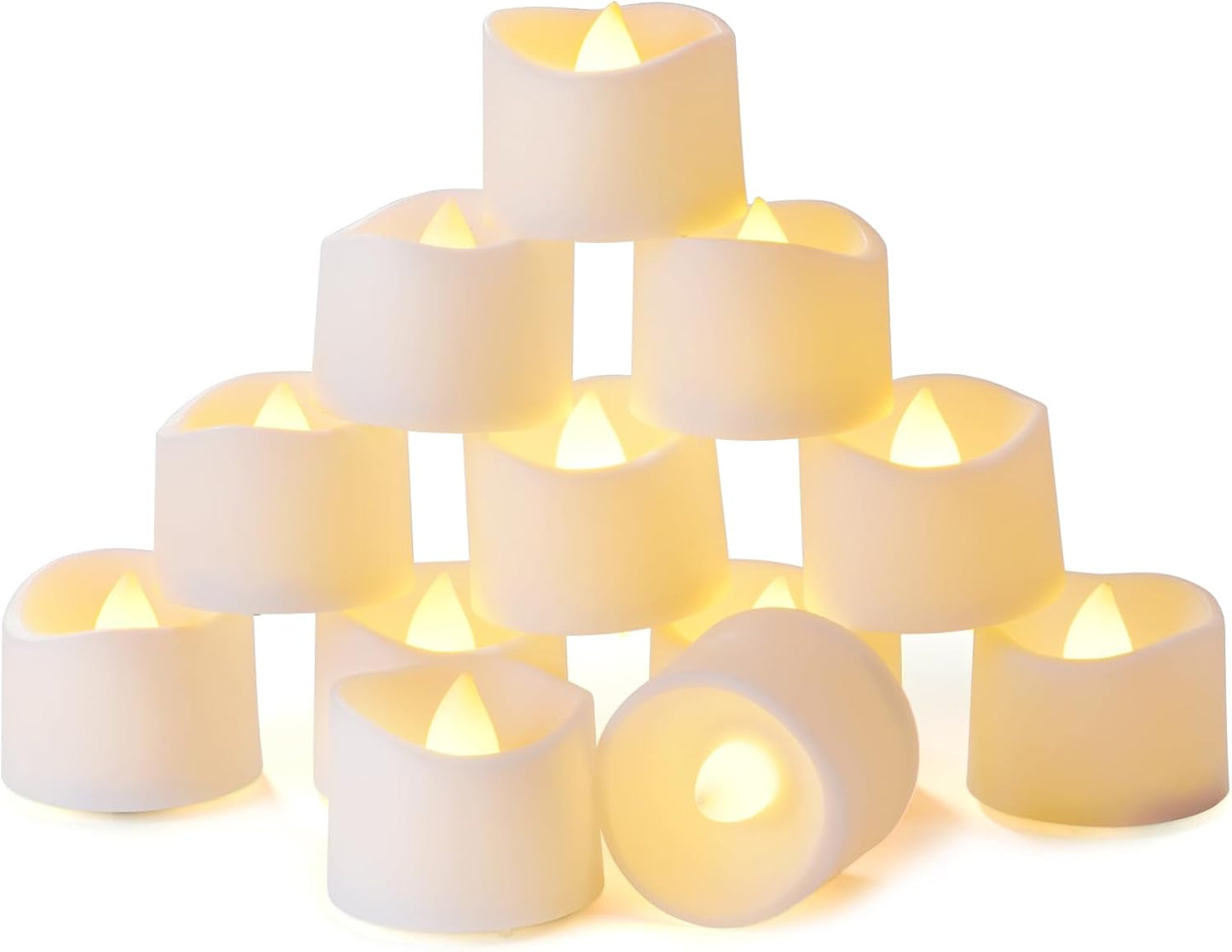 Homemory Timer Tea Lights Candles Battery Operated, 6H Timer Built-in, Auto On Daily, Flameless LED Tealight Votives for Table Centerpieces, Lantern, Holiday Decor, Warm Lamp, No Remote, 12-Pack