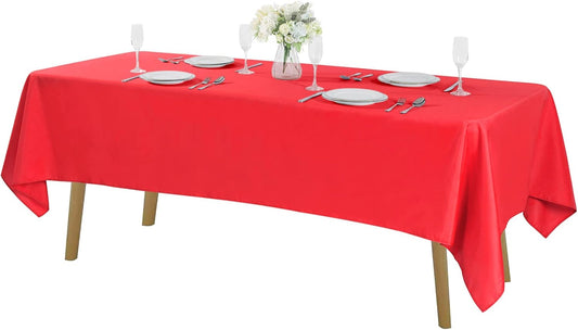 Rectangle Tablecloth 60x120 inch Washable Polyester Fabric Table Cloth for Wedding Party Dining Banquet Decoration（60x120, Red）