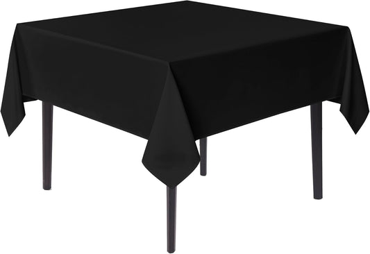 sancua Black Square Tablecloths 70x70 Inch - Fabric Table Cloth for Square or Round Tables, Washable Polyester Table Cover for Outdoor Party, Birthday, Decorative Display Tables