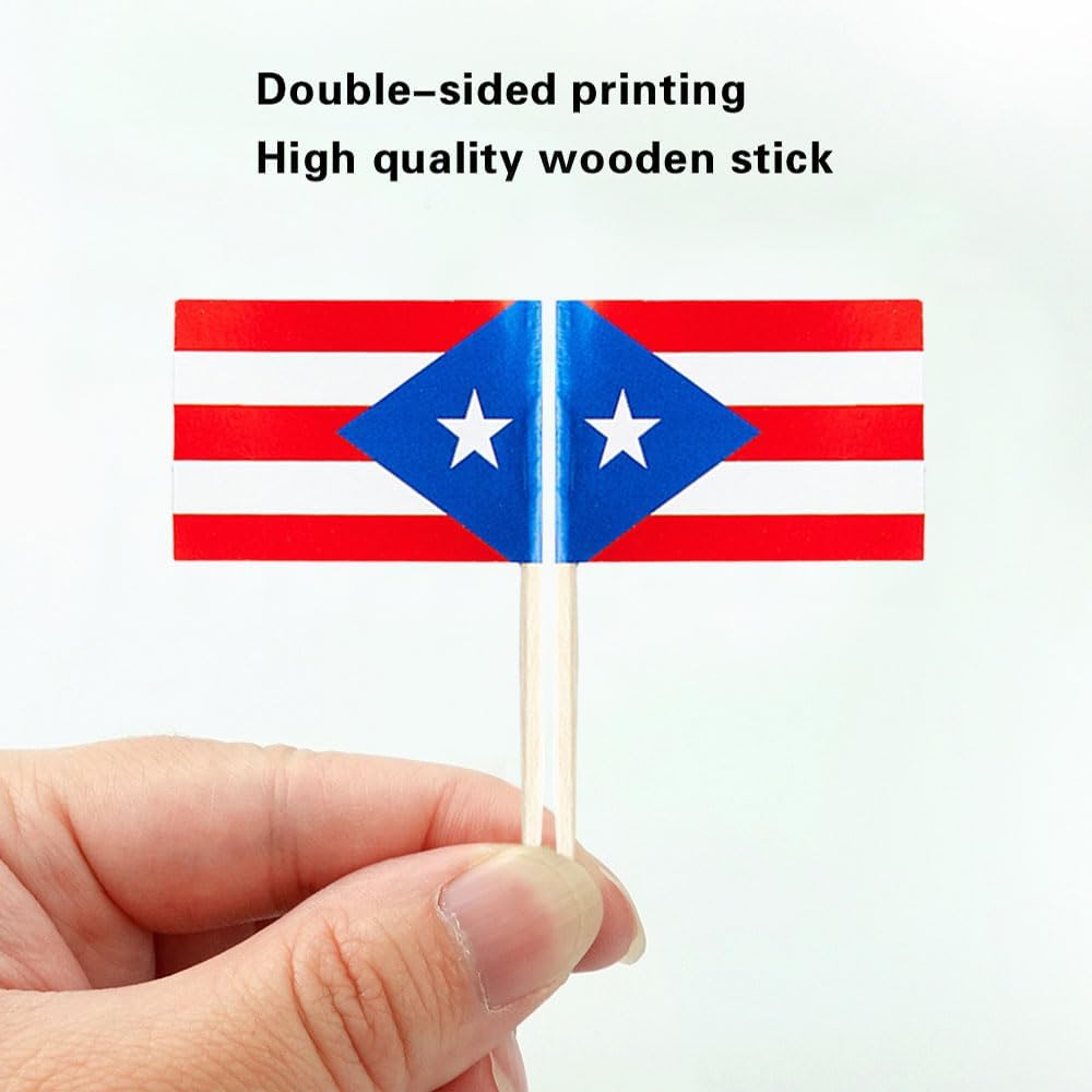 Puerto Rico Flag Puerto Rican Flag, Small Mini Puerto Rican Toothpick Flags for Food, Cupcakes, Cocktails, Appetizers, Bar Party Decorations