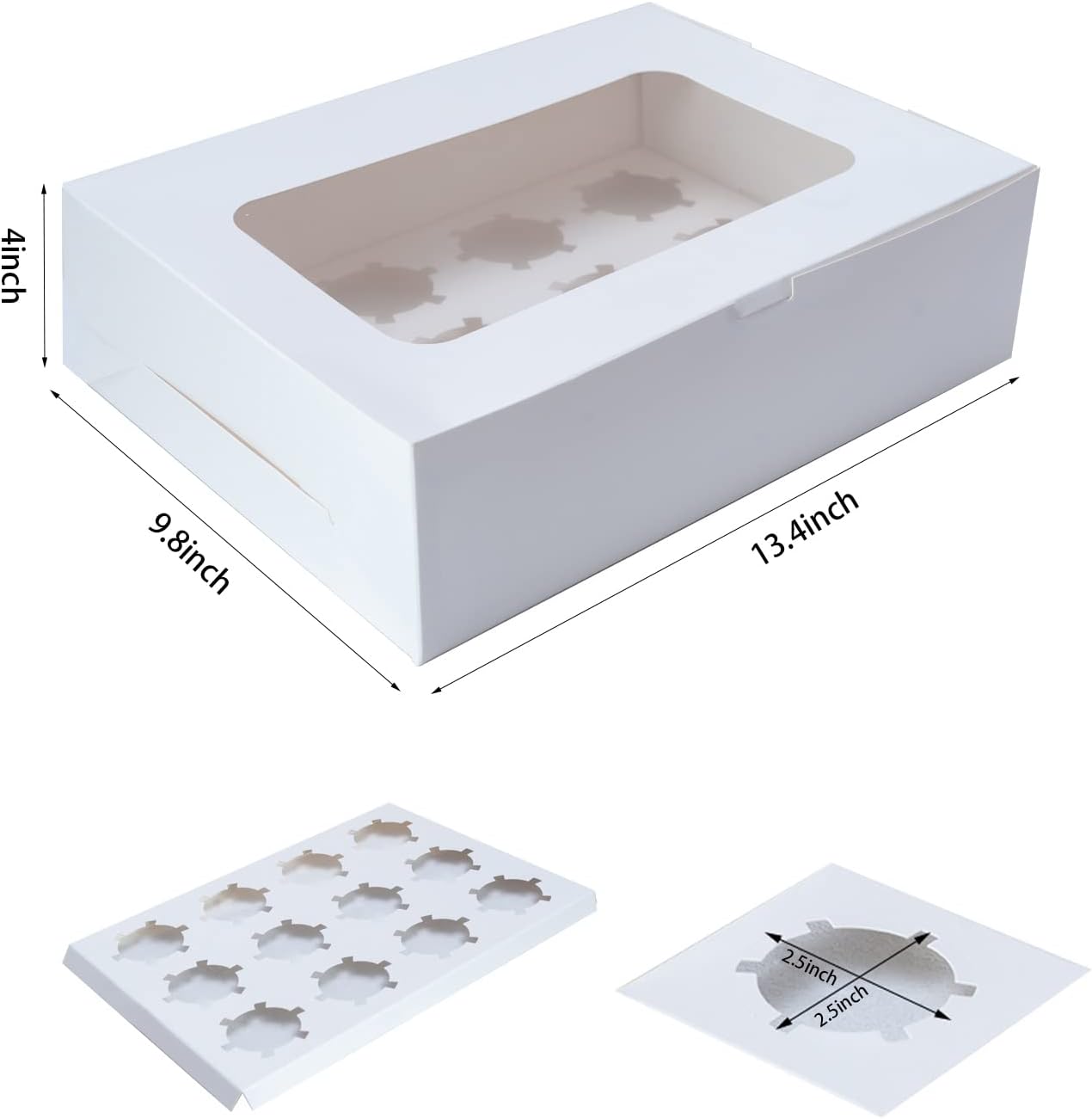 Yeplan 20 Packs Cupcake Boxes,12 Count Cupcake Boxes with Clear Window,13.4x9.8x4 Inch Cookie Boxes,Cupcake Containers,Bakery Boxes for Birthday,Wedding,Party