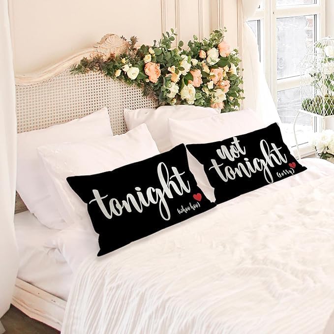 Mancheng-zi Bridal Gift,16x24 Pillow Cover,Bridal Shower Gifts,Funny Couples Reversible Linen Pillow Cover, Bachelorette Party Gifts,Bridal Gifts for Bride,Wedding Gifts for Bride(Black)