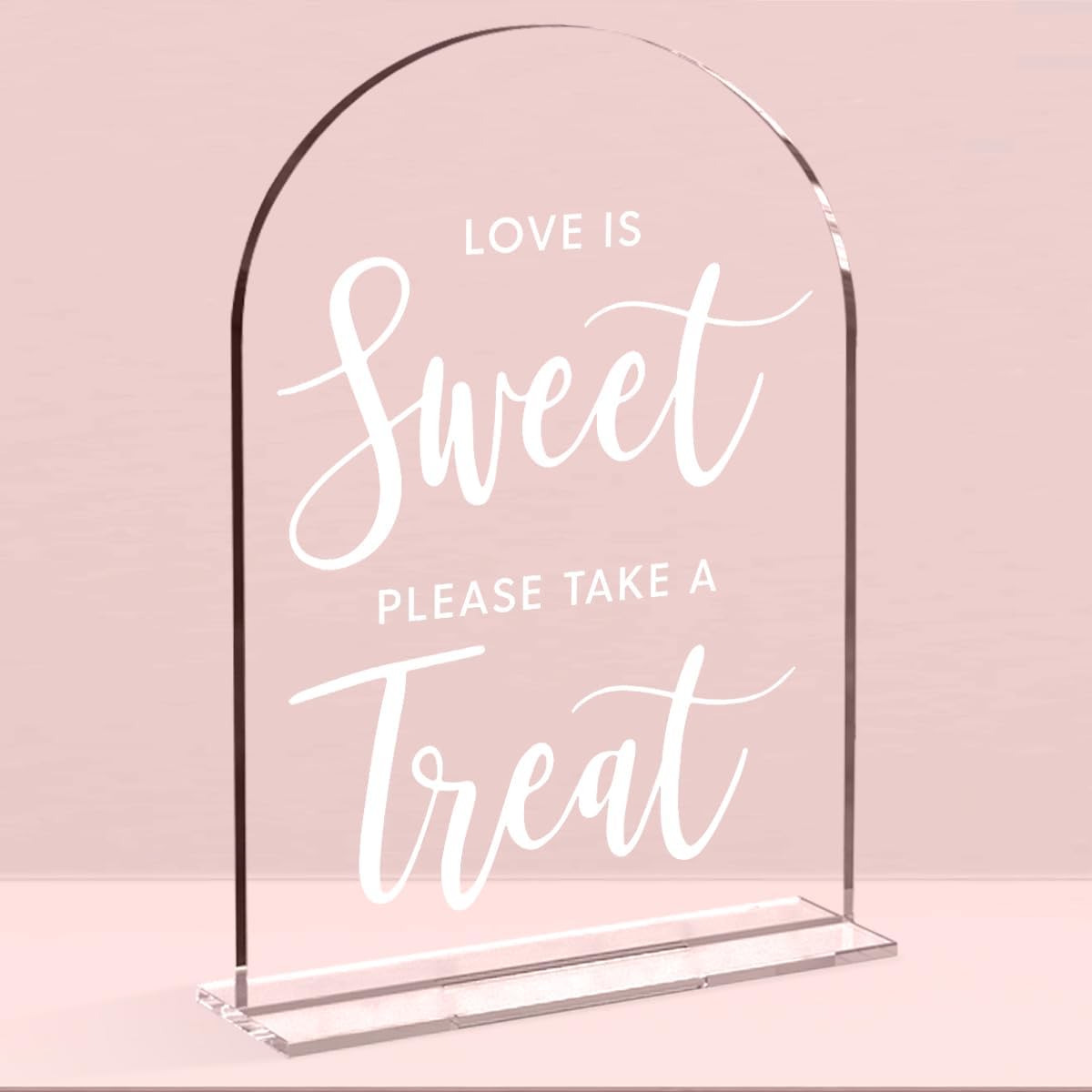 Wedding Signs, Love is Sweet Sign for Dessert Table, Wedding Decorations for Ceremony,Arch Acrylic Table Top Sign for Wedding Reception and Event Party,5x7 Inch Bridal Shower Decor (White)