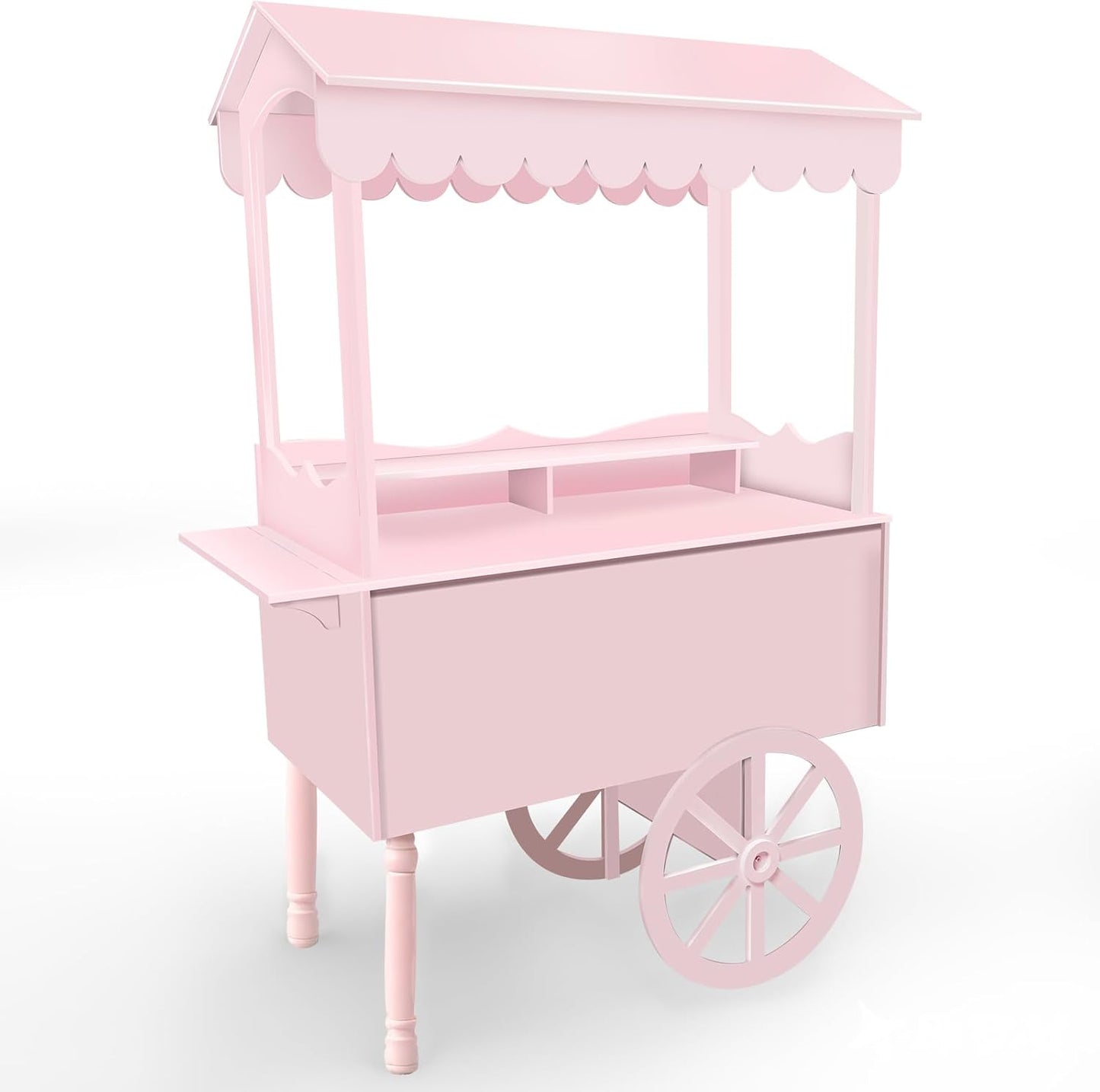 7FT Candy Cart Display Stand with Decorated Wheels, Dessert and Party Decoration Cart with 100 Ballons, Easy to Install Vintage for Parties, Birthdays, Weddings, (pink)