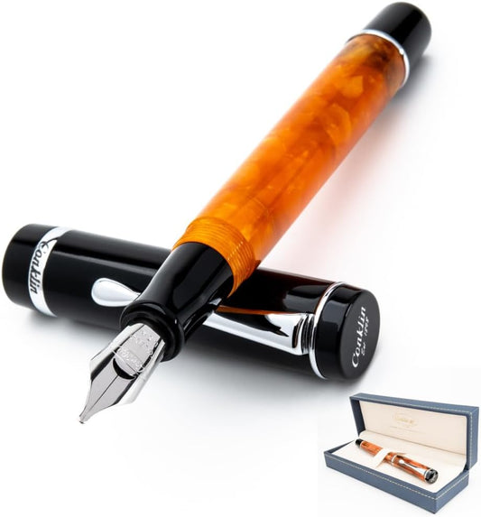 Conklin Duragraph Fountain Pen Orange Nights - Extra Fine Nib, Precision Writing Instrument with Vibrant Finish