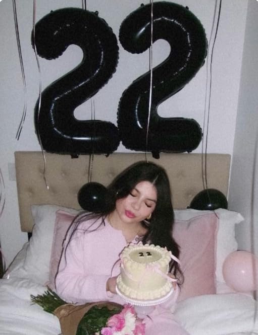 Black Number 22 Balloon - 40 Inch, Birthday Party Decorations, Anniversary & Graduation Supplies