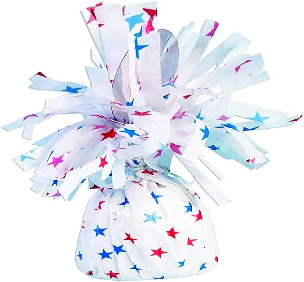 PMU 6 Pcs Patriotic Kisses Balloon Weights - Decorative Balloon Weight for Christmas, Thanksgiving, Birthday, Party Favors, Wedding & Baby Shower - 6oz. Red and Blue, Pkg/6