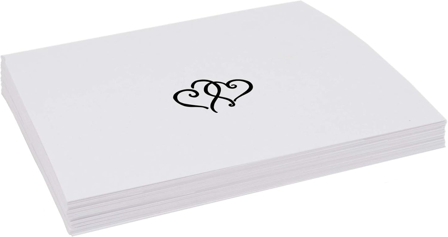 Linked Hearts Place Cards, Black (Choose Color), Set of 60, Pre-cut and Scored - Wedding, Party, Dinner, and Special Events - Made in the USA