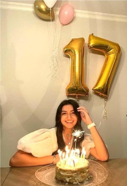 Digital Number 17 71 Gold Birthday Balloon 40 Inch, Foil Balloons for 17 71 Party Decorations Supplies, Mylar Numbers Balloon for 17 71 Wedding Anniversary