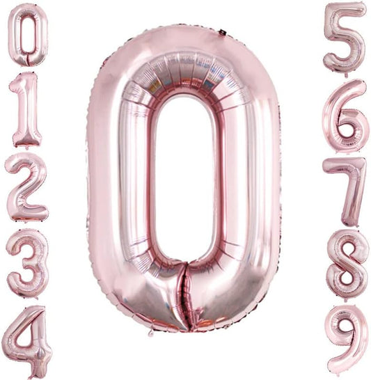 GOER Rose Gold Foil Balloons Number 0 for 10th 20th 30th 40th 50th 60th 70th 80th 90th 100th Birthday Party Supplies Anniversary Decorations(3 pcs,42 inch,32 inc,16inch)