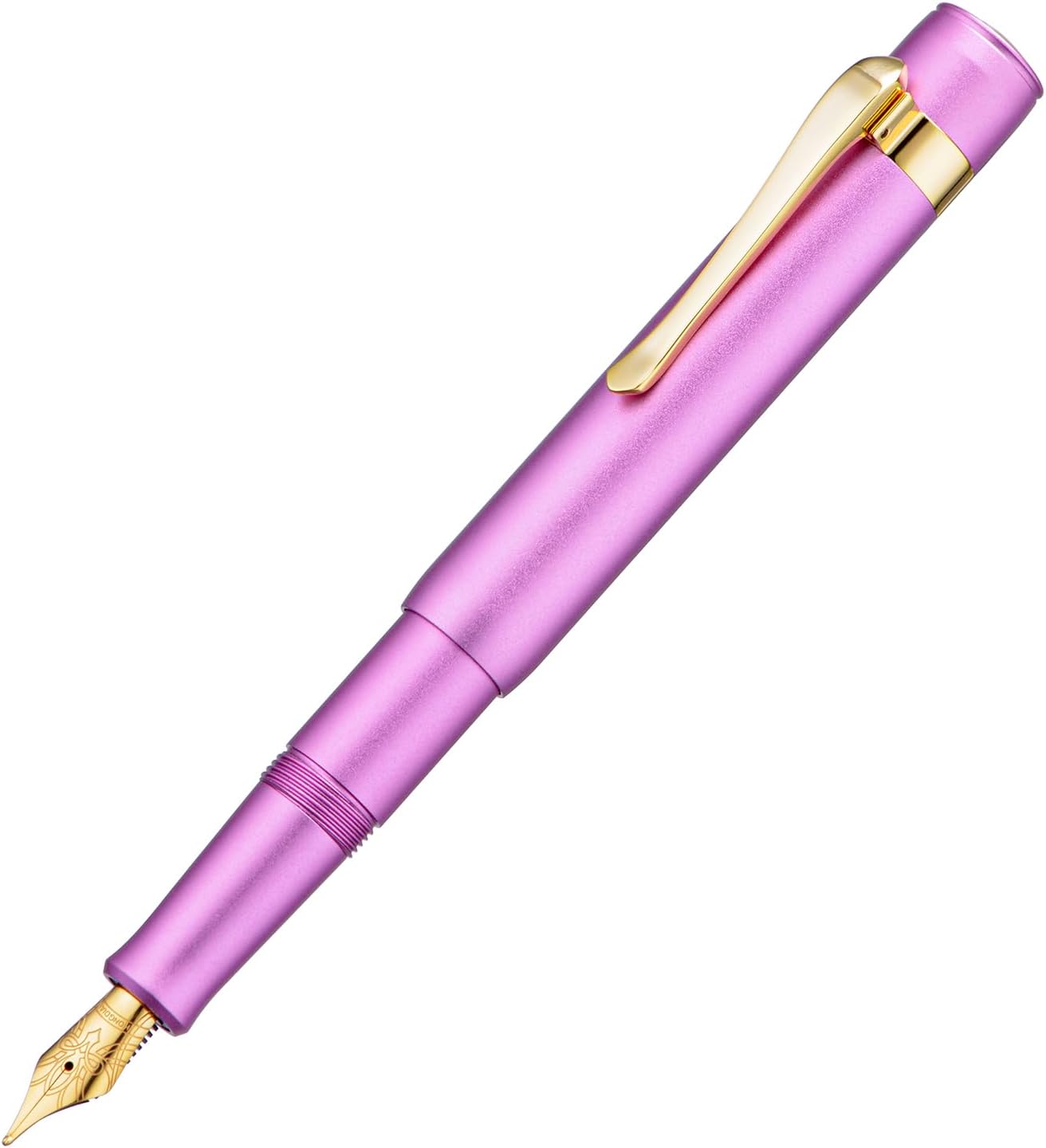 Hongdian M2 Black Forest Mini Fountain Pen, Fine Soft Golden Nib & Sleek Shape Aluminium Short Pocket Travel Pen (Lilac Purple)