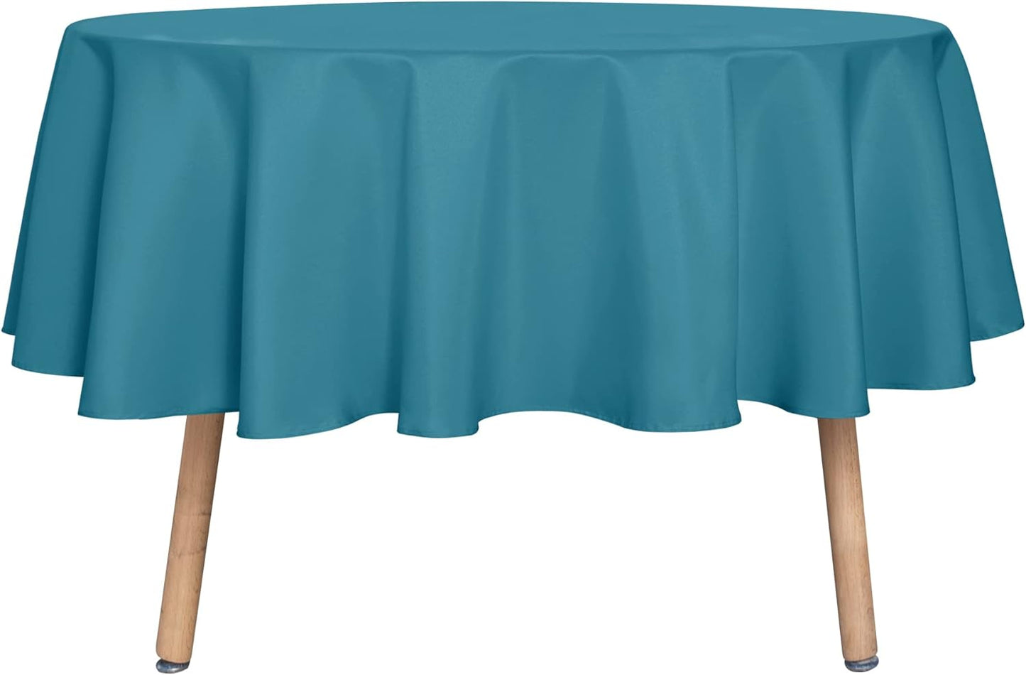 sancua Round Tablecloth - 70 Inch - Water Resistant Spill Proof Washable Polyester Table Cloth Decorative Fabric Table Cover for Dining Tables, Buffet Parties and Camping, Teal