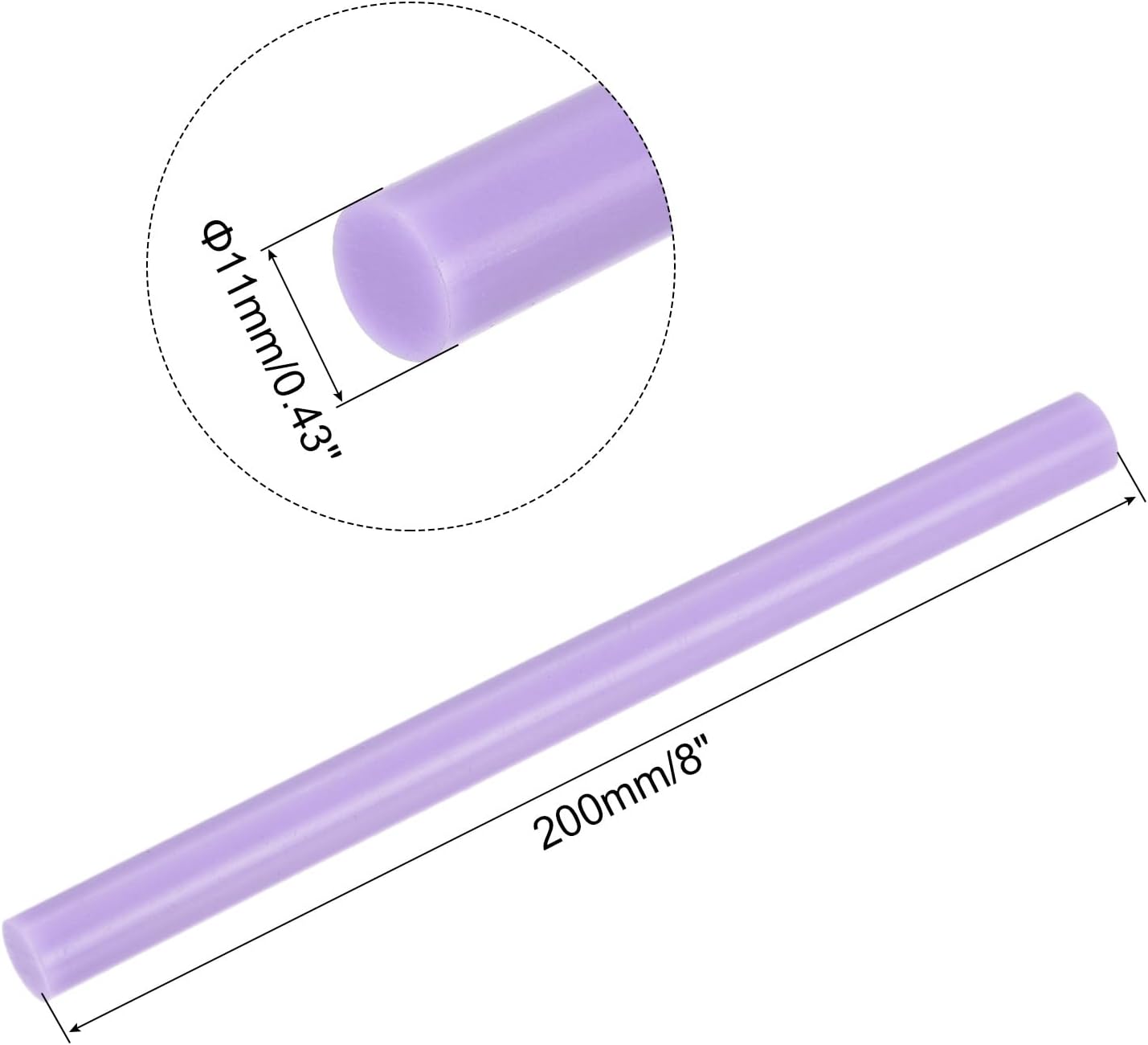 uxcell 20pcs Hot Glue Sticks for Glue Gun 11mm/0.43-inch x 8-inch Mini Hot Melt Adhesive Glue Stick Light Purple