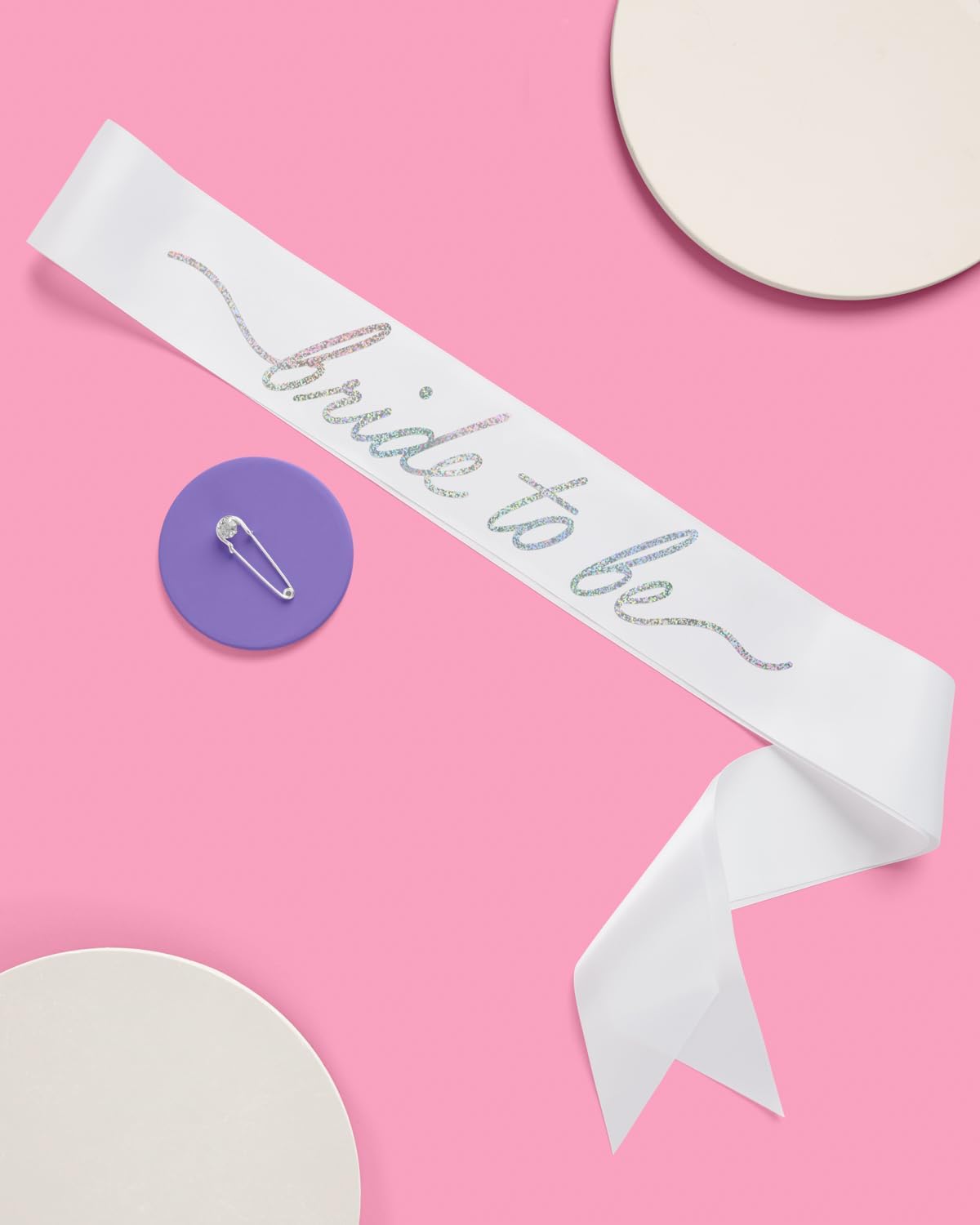 xo, Fetti White Satin Bride to Be Sash, Iridescent Foil | Bachelorette Wearable, Bridal Shower Accessory, Bridesmaid Gift, Bach Party Decoration, Engagement Party Supplies