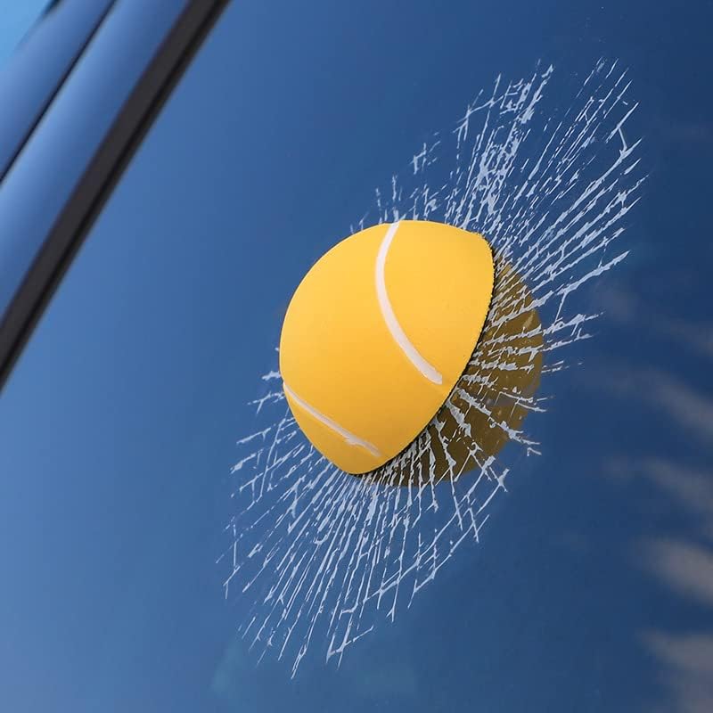 Car 3D elf Ball car Sticker, car Window Funny Creative Decorative Sticker(18cmx18cmx3cm) (Green Tennis)