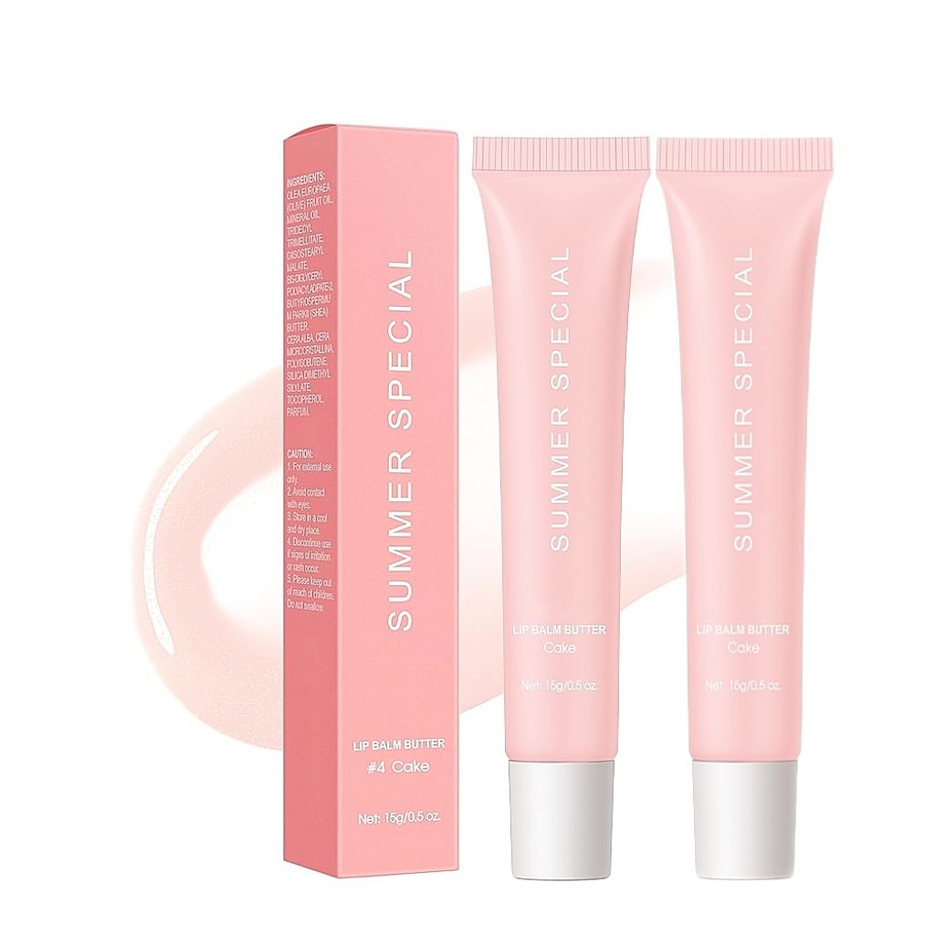 Summer Hydrating Lip Butter Balm Set - Ultra-Nourishing with Shea & Olive Butter，Soothes & Repairs Dry Lips, Non-Sticky Long-Lasting Moisture(Cake,Pack of 2)
