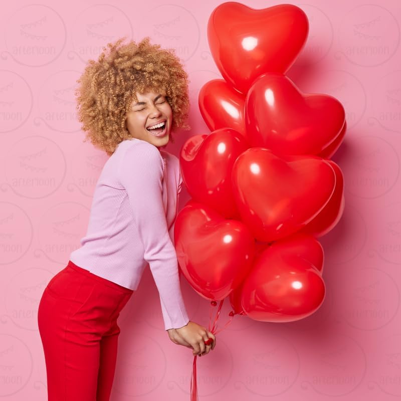 AFTERLOON® Biodegradable Balloons 24 pcs Red 12 Inch Heart Shaped, Thickened Extra Strong Natural Latex Helium Float, Proposal Marriage Love Baby Shower Gender Reveal Wedding Bridal Corazones