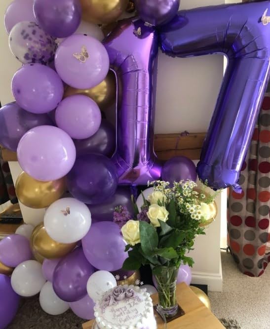 Purple Number 17 Balloon 40 Inch Birthday Decorations, Number 17 Balloon Birthday Party Decorations, Anniversary Decorations Graduations Party Supplies