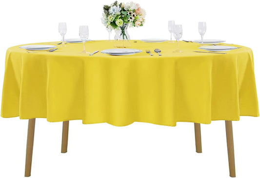 70 inch Round Tablecloth Washable Polyester Table Cloth Decorative Table Cover for Wedding Party Dining Banquet（70 inch,Yellow）