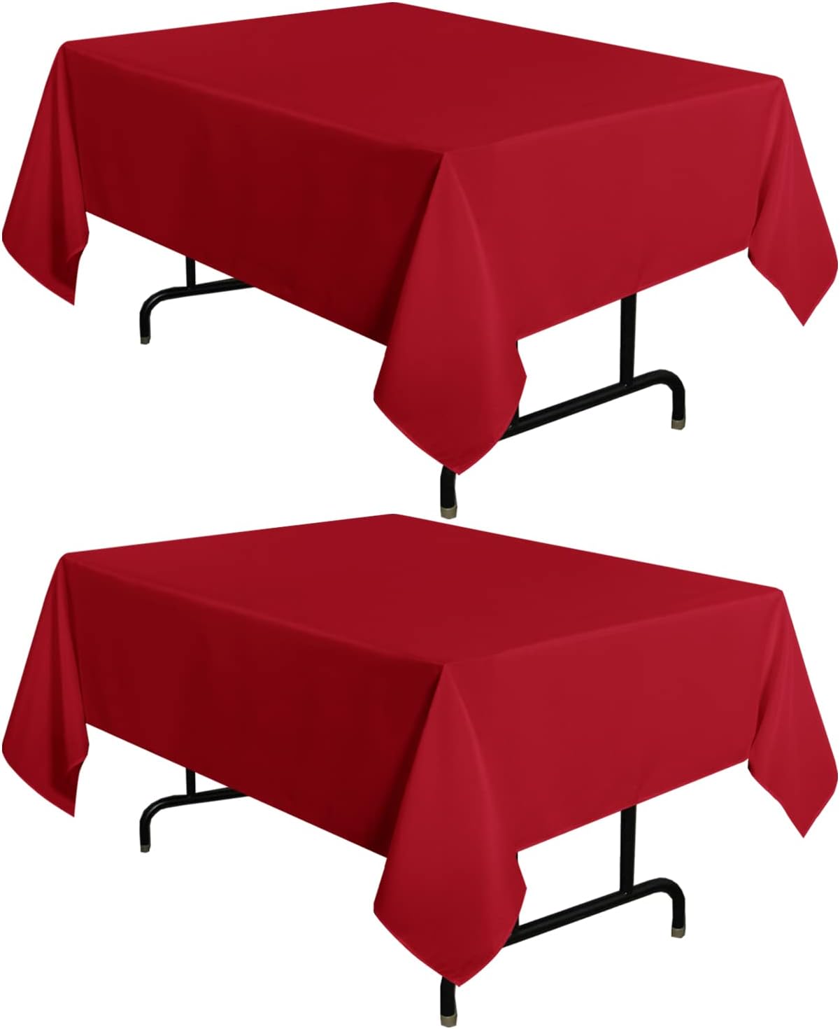 sancua 2 Pack Red Tablecloth 54 x 54 Inch, Stain and Wrinkle Resistant Square Table Cloth - Washable Polyester Table Cover for Dining Tables, Buffet Parties and Camping