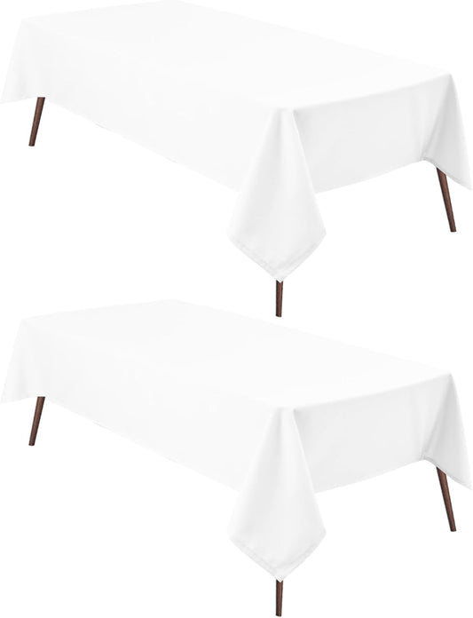Hiasan 2 Pieces White Square Tablecloth - Waterproof and Spillproof Restaurant Washable Polyester Table Cloth for Dining Room, 30 x 30 Inch
