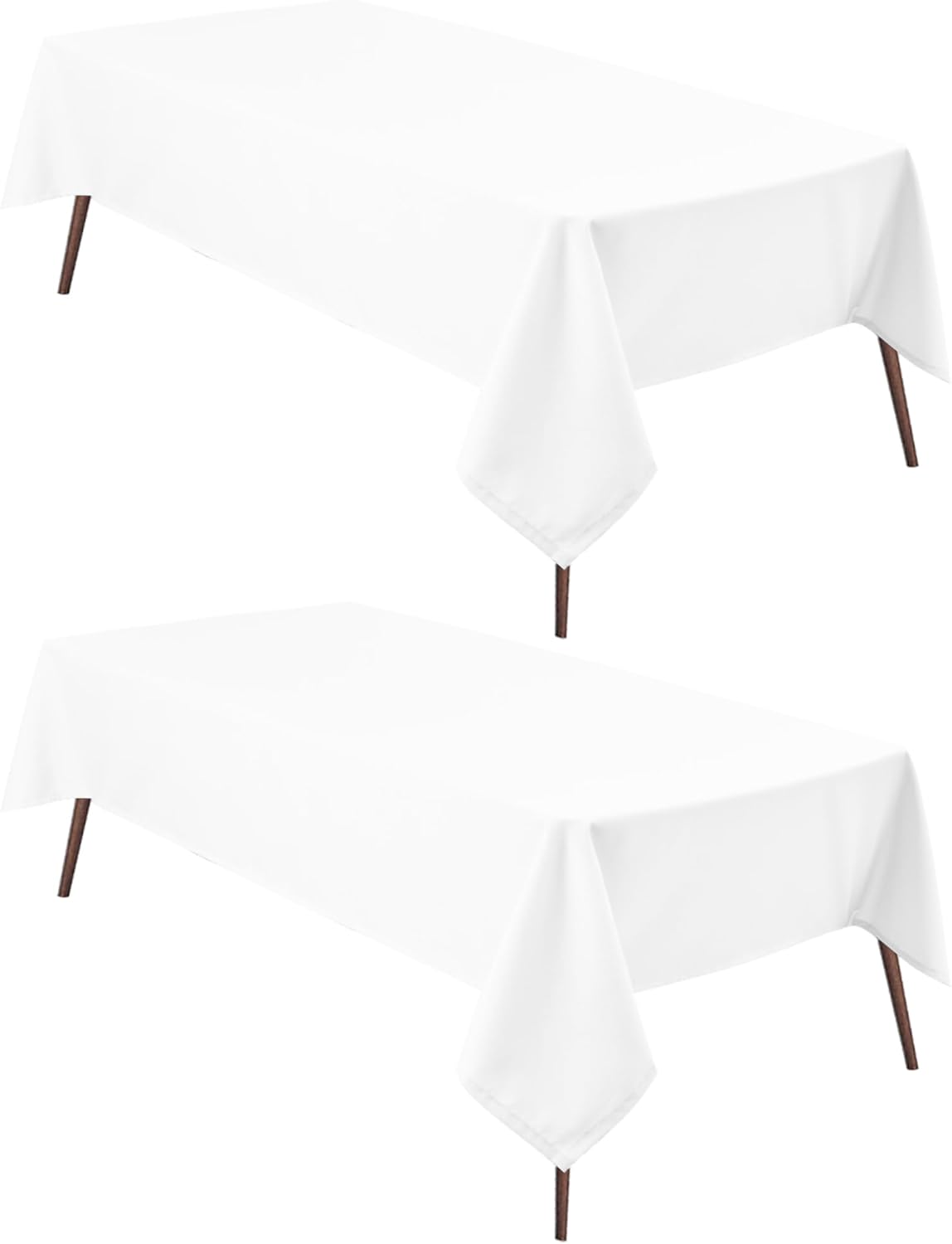 Hiasan 2 Pieces White Rectangle Tablecloth - Waterproof and Spillproof Restaurant Washable Polyester Table Cloth for Dining Room, 54 x 120 Inch