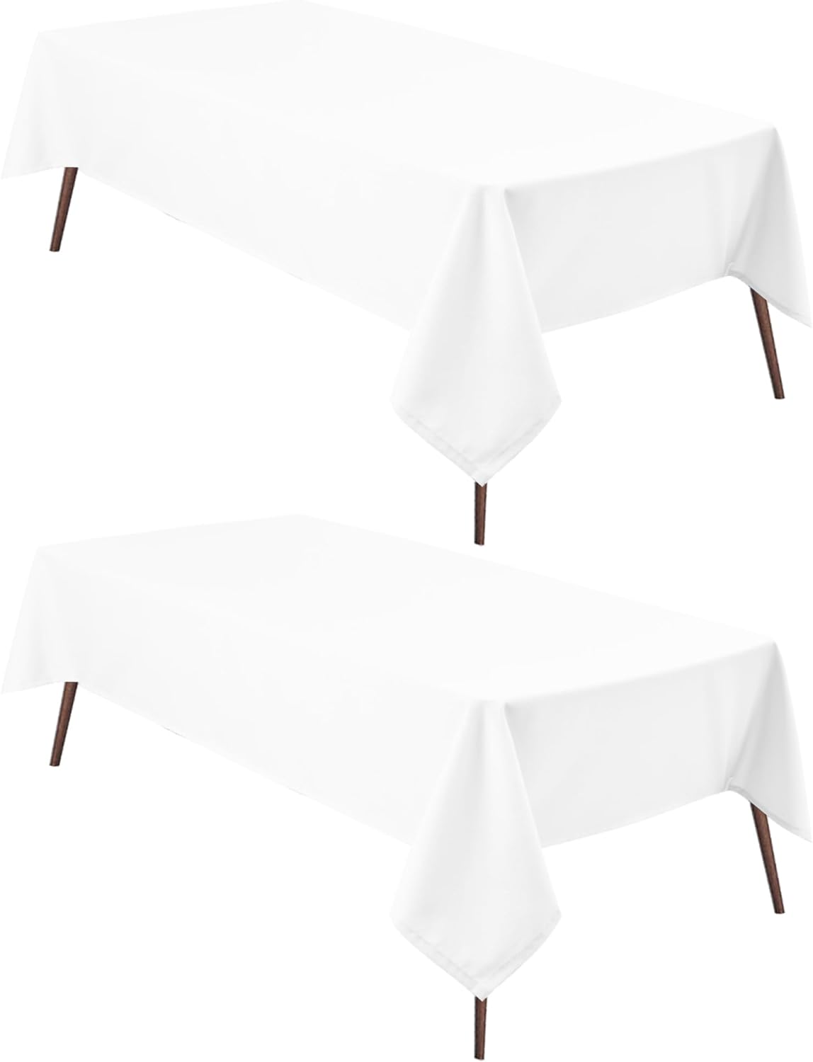 Hiasan 2 Pieces White Rectangle Tablecloth - Waterproof and Spillproof Restaurant Washable Polyester Table Cloth for Dining Room, 60 x 84 Inch