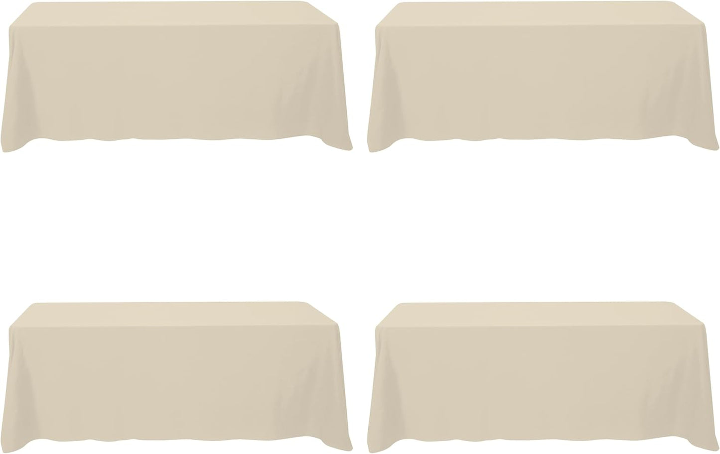 BRILLMAX 4 Pack Beige Tablecloths for 8 Foot Rectangle Tables 90 x 156 Inch - 8ft Rectangular Bulk Linen Polyester Fabric Washable Cloth Cover for Wedding Reception Banquet Birthday Party